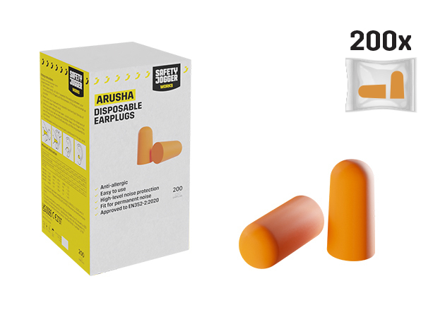 Arusha Disposable Foam Earplugs, Box of 200, front