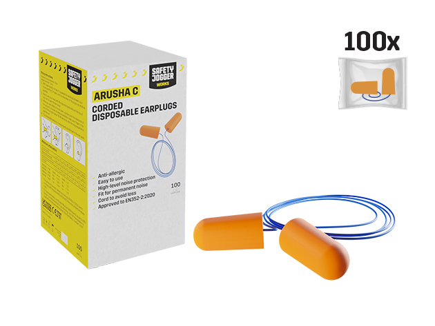 Arusha Corded Disposable Earplugs, Box of 100, front